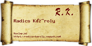 Radics Károly névjegykártya